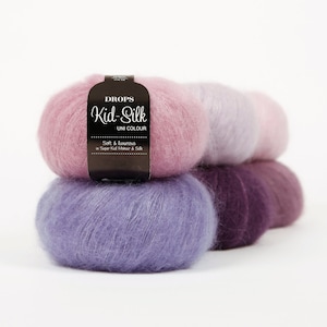 Drops KID-SILK uni LL 25 g/210 m Mohair Silk Choose Color Knitting Crochet Shawls Sweaters Scarves - mulesing-free