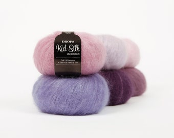 Drops KID-SILK uni LL 25 g/210 m mohair silk choose color knitting crochet shawls sweater shawls scarf - mulesing-free