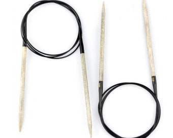 LYKKE circular knitting needle, length 80 cm, all needle sizes selectable Driftwood birch wood wooden knitting 32'' inch