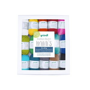 GRÜNDL Cotton Quick Minis 15x20g - 50 m LL pure cotton mercerized oeko-tex content 300g Amigurumi, pot holders, knitting, crocheting,