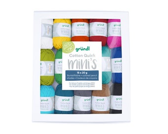 GRÜNDL Cotton Quick Minis 15x20g - 50 m LL pure cotton mercerized oeko-tex content 300g Amigurumi, pot holders, knitting, crocheting,