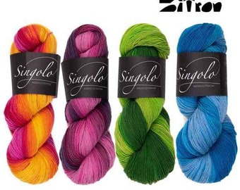 Atelier ZITRON Singolo 100 % Merino extrafine Farbverlaufsgarn Schurwolle Farbe wählen 100g Strang Stricken Häkeln Tücher