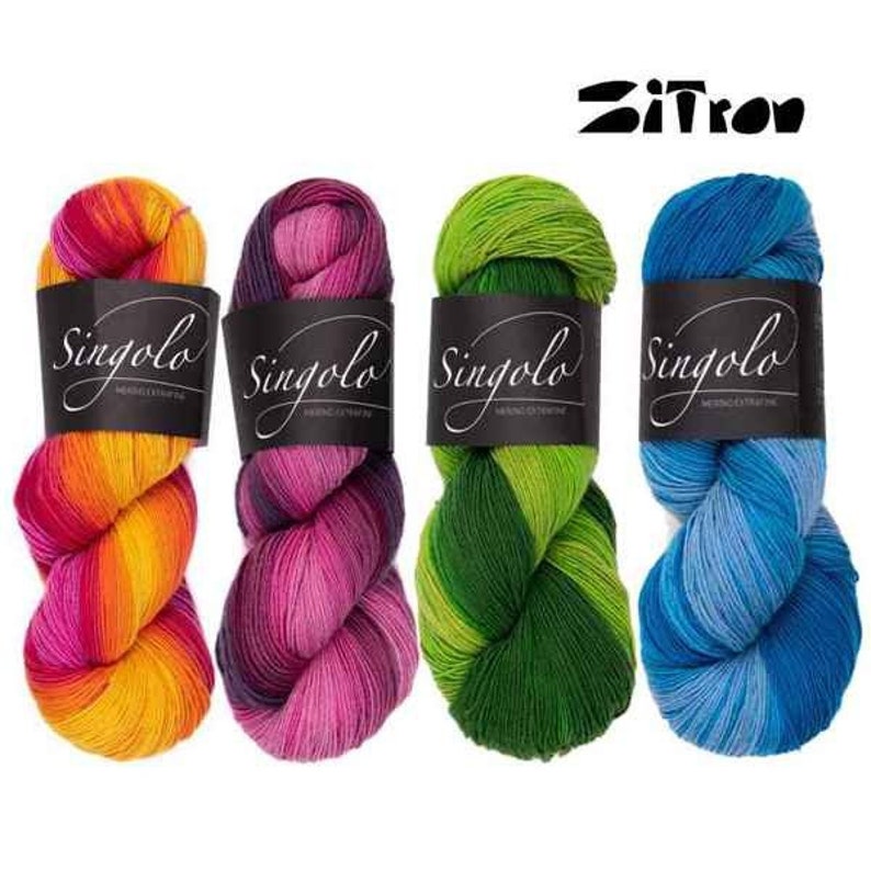 Atelier ZITRON Singolo 100 % Merino extrafine Farbverlaufsgarn Schurwolle Farbe wählen 100g/360m Strang Stricken Häkeln Tücher Bild 1
