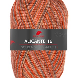 PRO LANA Golden Socks Alicante 16 ovillos de poliamida lana virgen 100g/420 m 4 cabos hilo calcetín calcetines elásticos medias jersey tejer crochet 990 rot apricot grau