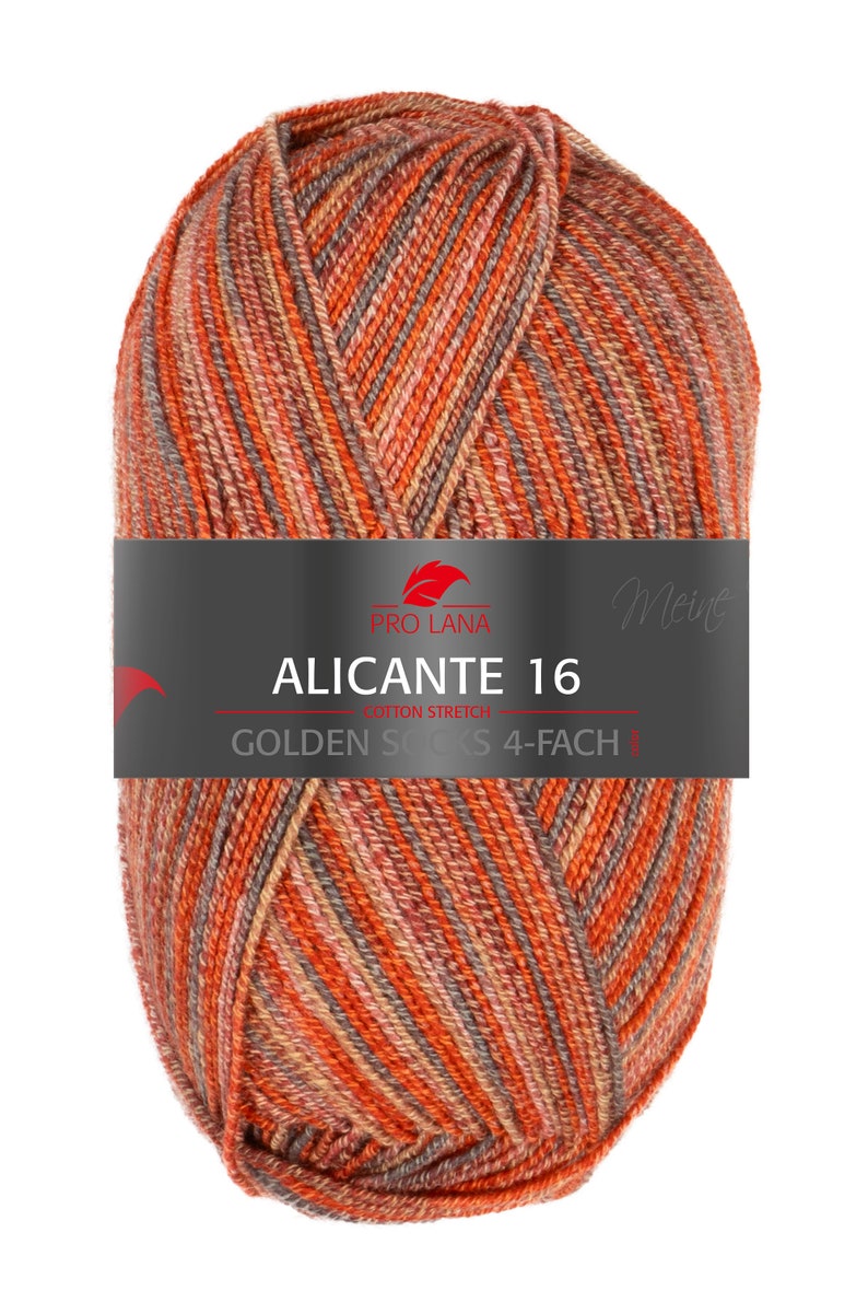 PRO LANA Golden Socks Alicante 16 ovillos de poliamida lana virgen 100g/420 m 4 cabos hilo calcetín calcetines elásticos medias jersey tejer crochet 990 rot apricot grau