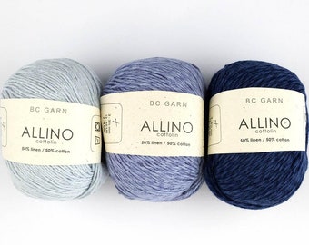 BC Yarn ALLINO Linen Cotton LL 50 g / 125 m Knitting Crochet Shawls Sweater Shirt Light Airy Summer Color Choose Gift Wool Ball