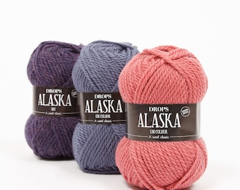 Drops ALASKA UNI pure laine vierge LL 50 g/70 m oeko tex 100 Choisir la couleur Tricot Crochet Châles Pull Châles Écharpe Choisir la couleur