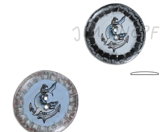 Jim button button made of recycled bottle caps fish motif 31 mm metal 13471 knitting crocheting sewing handicrafts 13208 accessory