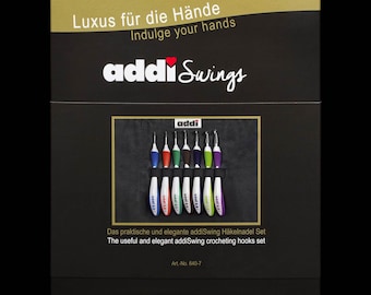 ADDI SWINGS Set 640-2 wool crochet hooks with 7 crochet hooks in a case (140-7) set crochet wool cotton