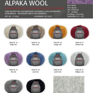 PRO LANA Alpaca Wool Choose color Wool ball 50g / 210 m Virgin wool Alpaca - mulesing-free Knitting Crocheting cozy and warm