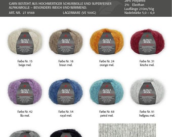 PRO LANA Alpaka Wool Farbe wählen Wolle Knäuel 50g /210m  Schurwolle Alpaka - mulesingfrei Stricken Häkeln kuschelig warm