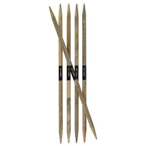 LYKKE DUBBELPUNT NAALDEN 15 cm lengte natuurlijk DRIFTWOOD dubbele puntnaalden berkenhout stabiel glad - dikte selecteerbaar breisokken mouwen 6'' inch