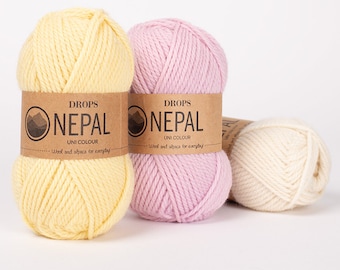 Drops NEPAL mix uni 50g/75 m virgin wool alpaca choose color knitting crochet shawls sweater shawls scarf soft warm warming - mulesing-free