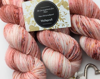 Hand-dyed sock yarn 4-ply high twist 100g/400m LL Merino extrafine – “Rosewood” Speckles knitting crochet mulesing-free hand-dyed SockY.