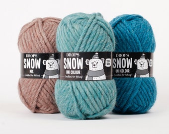 Drops SNOW LL 50 g/50 m Bulky pure new wool felting choose color knitting crochet shawls sweaters scarves - mulesing-free