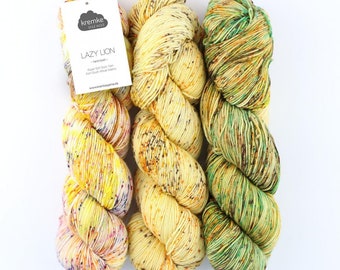 Lazy Lion Sock Yarn Kremke Wolle Schurwolle Merino extrafine 420 m 100 g 4 - fach Socken Garn selbststreifend Stricken Häkeln Strang