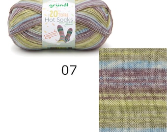 Sock wool Gründl Hot Socks 20 Years 4-fold LL 420 m/100g virgin wool superwash polyamide choose color purple green blue pink yellow berry grey