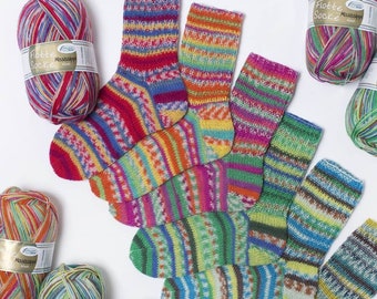 Sock yarn RELLANA fleet sock Mississippi LL 420 m/100g superwash color choose colorful pattern from the skein knitting crocheting 4-fold