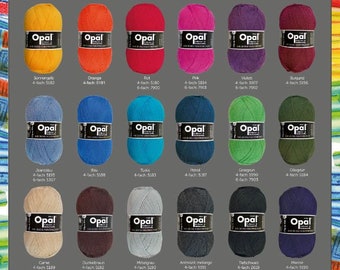 OPAL Sockenwolle 4-fach Uni einfarbig alle Farben wählen Schurwolle Polyamid Knäuel 100g/425m Socken Strümpfe Pullover Stricken Häkeln