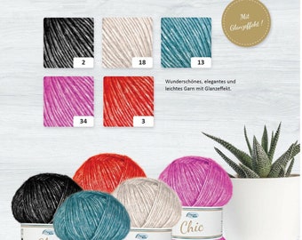 RELLANA Chic 100g/290 m polyacrylic polyamide trend yarn OFFER knitting crochet scarf sweater soft warm with shiny effect