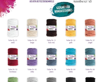 MACRAMÉ by Woolly Hugs 200g/60 m macrame yarn cotton polyester recycled NS 6 - 8 mm knotting crocheting accessories choose color DIY