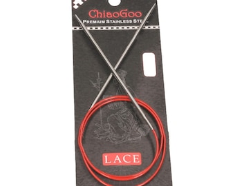 Ferro da maglia circolare ChiaoGoo RED LACE in acciaio inossidabile qualità premium - scegli spessore, lunghezza - 80 cm 32 ", 100 cm 40"
