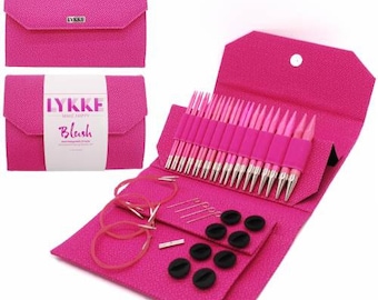 Lykke circular knitting needle set - blush pink 12 pairs of needles, 13 cm length birch wood 3.5 3.75 4.0 4.5 5.0 5.5 6.0 6.5 8.0 9.0 10.0 12.0 mm magenta