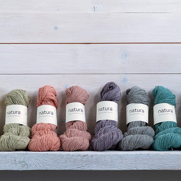 Atelier ZITRON Natura Farbe wählen 100g/400m Merino Baumwolle Leinen (Fingering, Socken)  Stricken Häkeln Tücher Shirts Socken Natur pur NEU