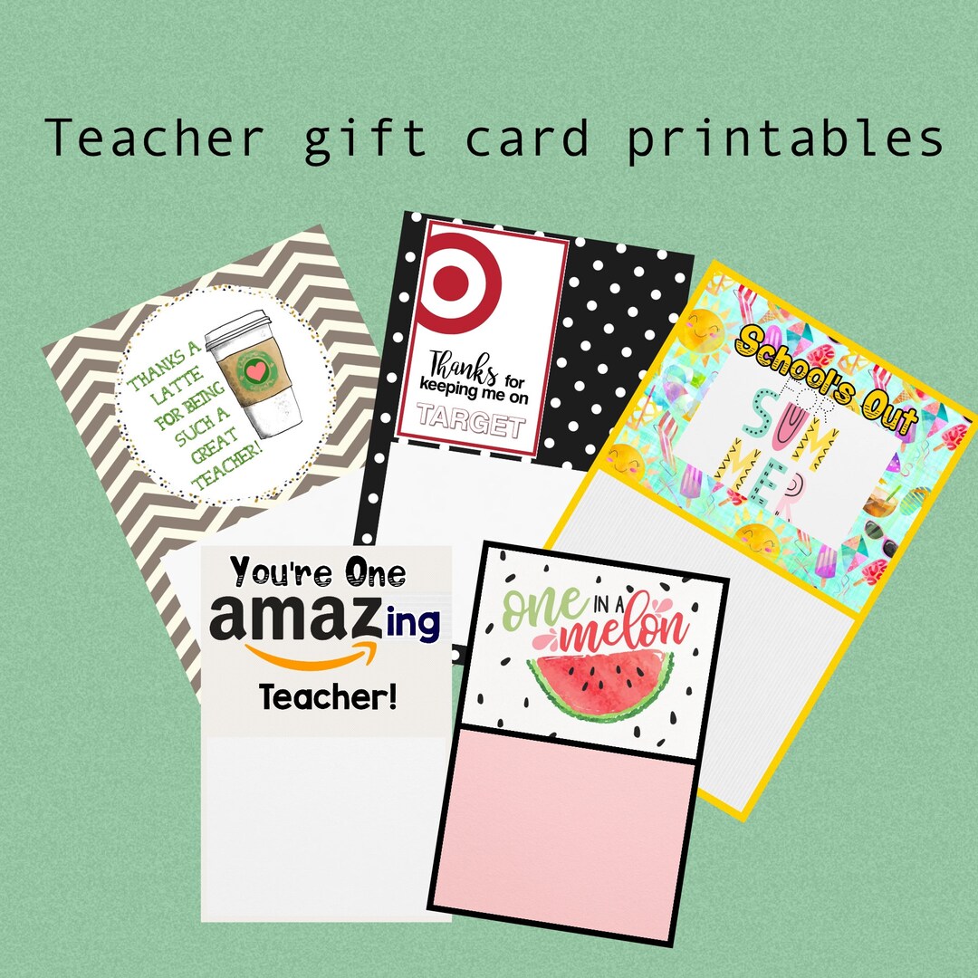 Teacher Gift Card Printables Etsy
