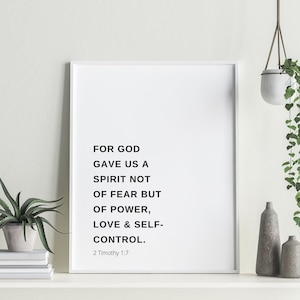 Bible Verse Printable, 2 Timothy, Scripture Wall Art, Modern Scripture Printable Art, Christian Gift, Baptism Gift, home decor