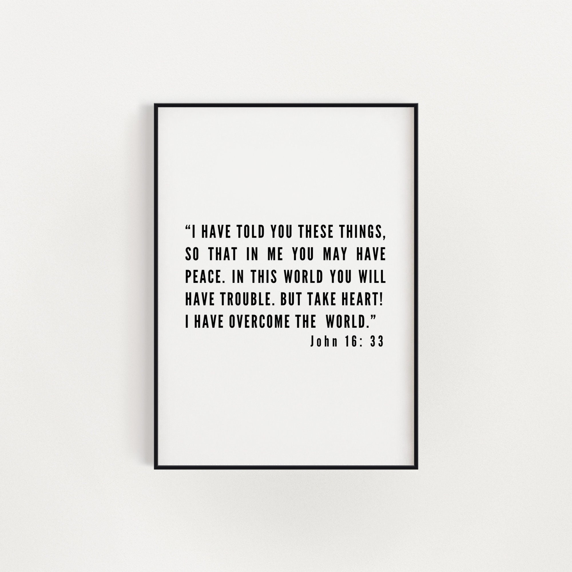 John 16:33 Printable Bible Verse Quotes Poster Print Wall Art Digital ...