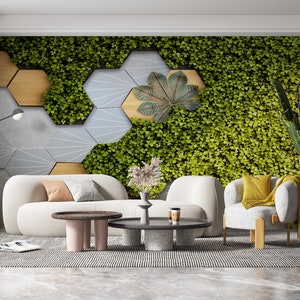 Klaverbehang, bladbehang, geometrisch behang, abstract behang, schil- en plakbehang, tijdelijk behang