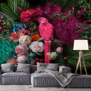 Vogeltapete, Blumentapete, Naturtapete, Selbstklebende Tapete, Schälen und Aufkleben, Bunte Tapete