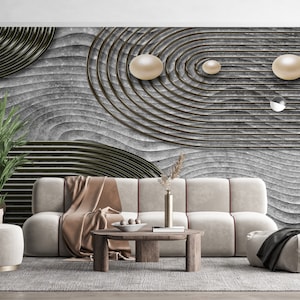 Grey Black Line Wallpaper, Geometric Wallpaper ,Abstract Wallpaper, Peel and Stick Wallpaper, Modern Wallpaper, Temporary Wallpaper