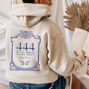 Felpa con cappuccio con numero angelo 444 / Maglione blu vittoriano Fairycore