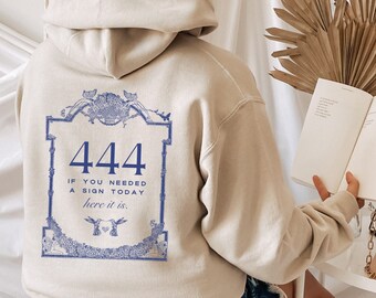 444 Angel Number Hoodie Sweatshirt | Blue Victorian Fairycore Sweater