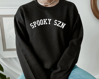 Spooky Season Sweatshirt | Spooky Szn Crewneck Sweatshirt, Spooky Sweatshirt, Halloween, Black, Cute and Scary, Autumn Shirt