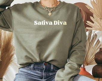 Sudadera Sativa Diva / Sudadera unisex con cuello redondo Stoner