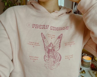 Faery Energy Crop Hoodie | Fairycore Clothing | Cottagecore | Pink Hoodie | Gift for Nature Lover