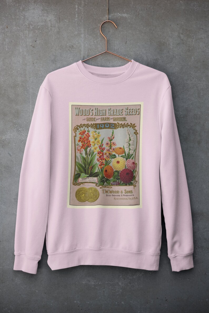 Pink Flower Sweatshirt Wildflower Sweatshirt, Floral Sweatshirt, Gift for Gardener, Botanical Sweatshirt, Vintage Flower Shirt image 2