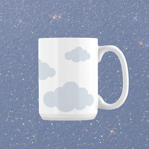 Kawaii Cloud Mug | Large Coffee Mug, Floating Clouds Cup