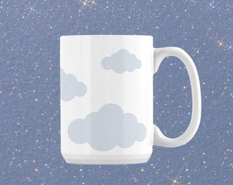 Kawaii Cloud Mug | Large Coffee Mug, Floating Clouds Cup