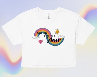 Going With The Flow Retro Rainbow Crop Top