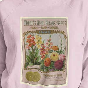 Pink Flower Sweatshirt Wildflower Sweatshirt, Floral Sweatshirt, Gift for Gardener, Botanical Sweatshirt, Vintage Flower Shirt image 5