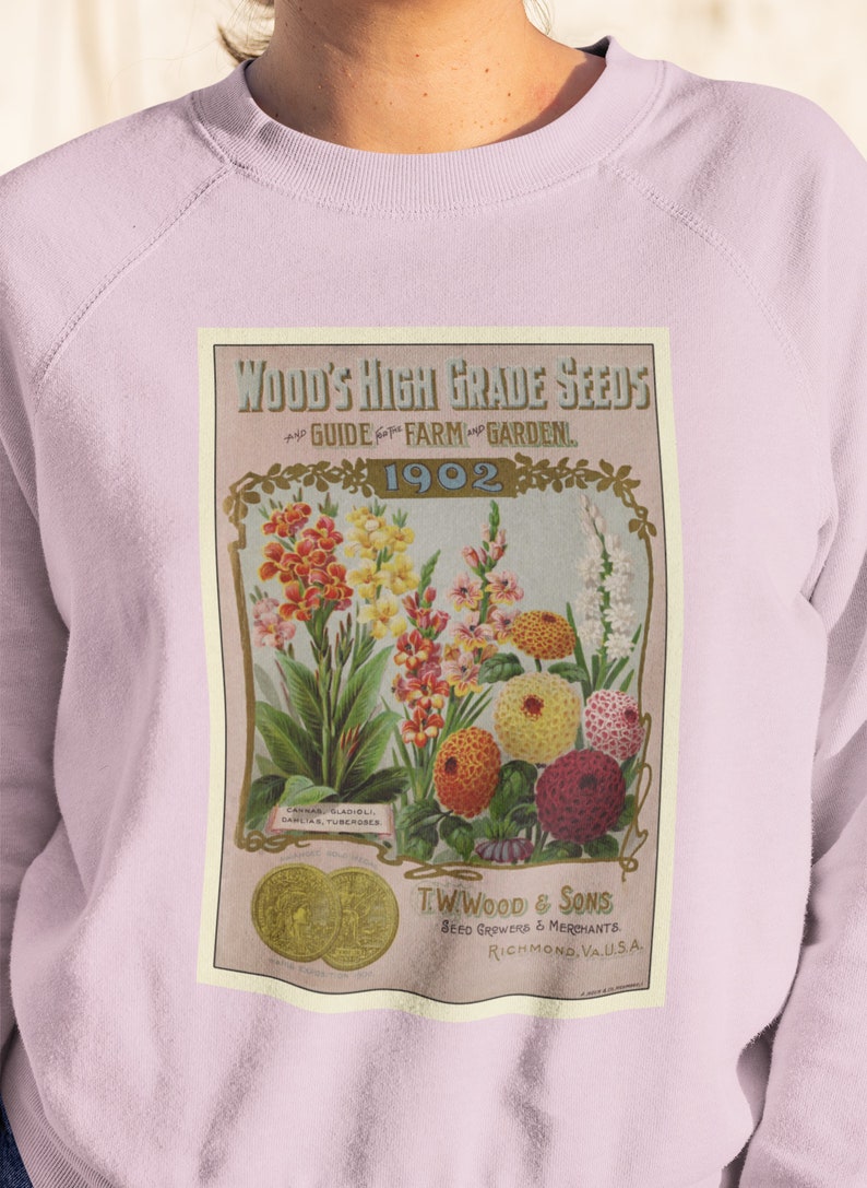 Pink Flower Sweatshirt Wildflower Sweatshirt, Floral Sweatshirt, Gift for Gardener, Botanical Sweatshirt, Vintage Flower Shirt image 5