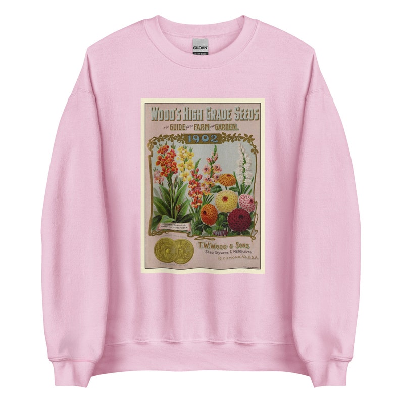Pink Flower Sweatshirt Wildflower Sweatshirt, Floral Sweatshirt, Gift for Gardener, Botanical Sweatshirt, Vintage Flower Shirt image 4