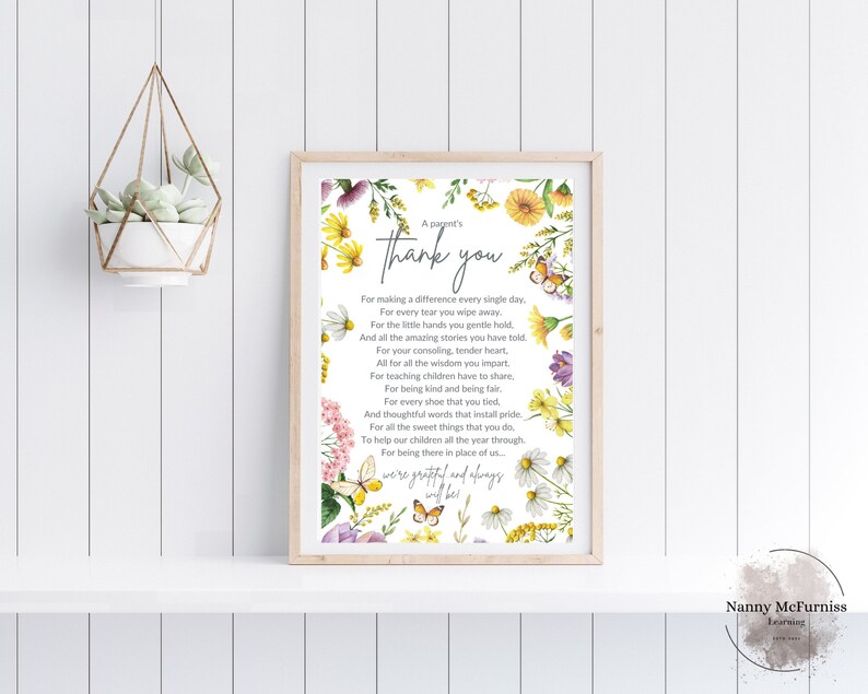 A Parents Thank You Printable Poem Nursery Teachers Teaching Etsy Canada A Parents Thank You Printable Poem Nursery Teachers Teaching Etsy Canada