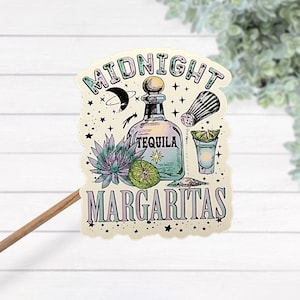 Midnight Margaritas wasserdichter laminierter Vinylaufkleber, praktischer magischer Aufkleber, Geschenk des besten Freundes, Filmaufkleber, Becheraufkleber
