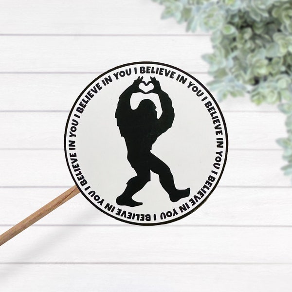 Bigfoot Heart I Believe In You Thermal Laminated Waterproof Sticker, Sasquatch Sticker, Empowerment Anti-Bully Decal