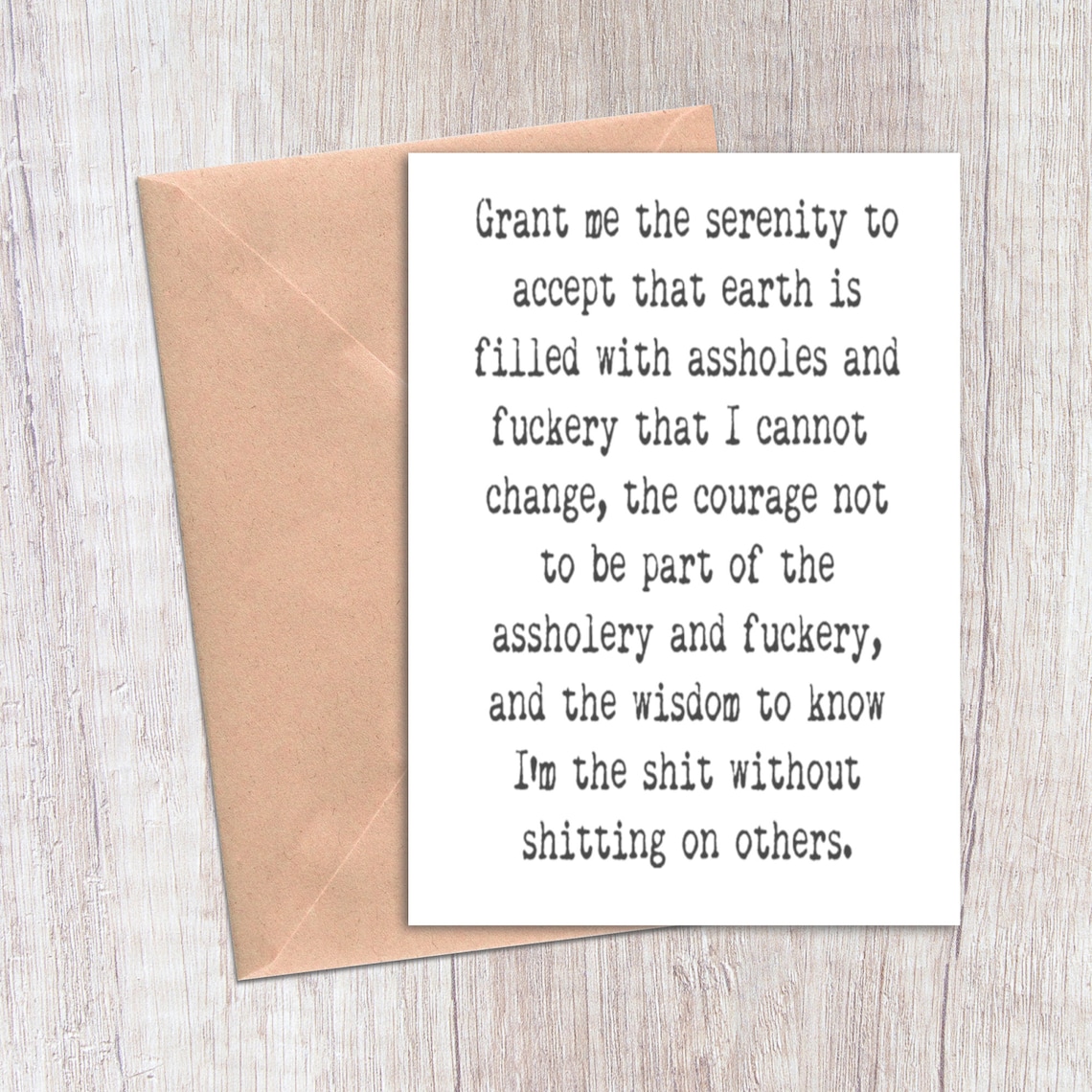 Snarky Serenity Prayer Card, Funny Serenity Prayer Card, Joke Card